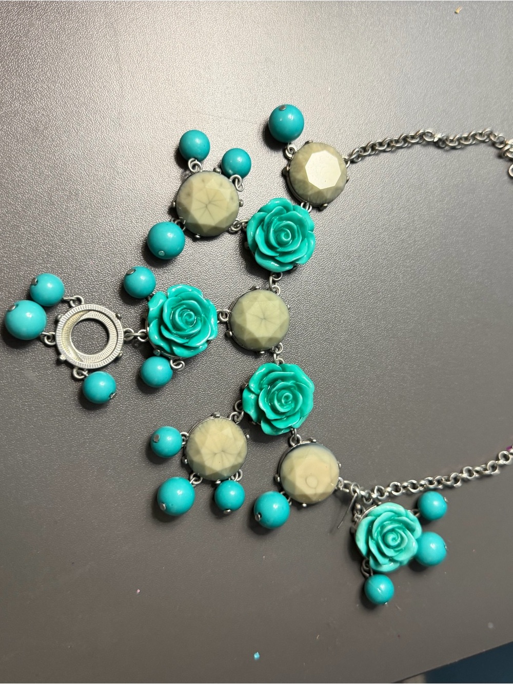 Turquoise Floral Statement Necklace - Women Jewelry